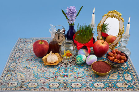 Haft-sin table celebrating nowruz persian new year