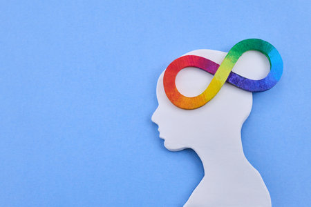 Neurodiversity concept showing rainbow infinity symbol in head