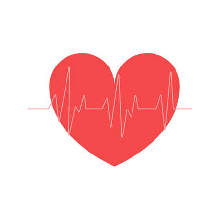 Vector flat heart icon on a white background, cardiogram.のイラスト素材