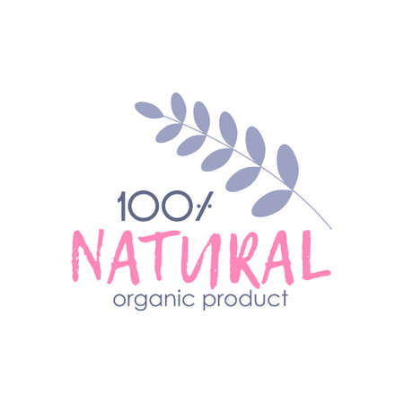 Icon, 100% natural organic product isolated on a white background. Cosmetics, food. Vector flat style.のイラスト素材