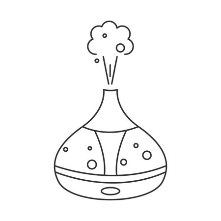 Icon of a humidifier in a linear style, household or office equipment. Vector image isolated on a white background.のイラスト素材