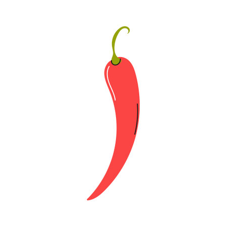 Fresh red chili pepper on a white background. Vector flat image.のイラスト素材