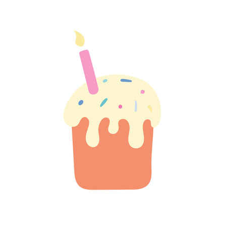 Easter cake with icing on a white background. Vector illustration in a flat style