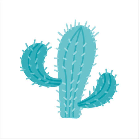 Cactus with needles on a white background. Vector illustration in flat style.のイラスト素材