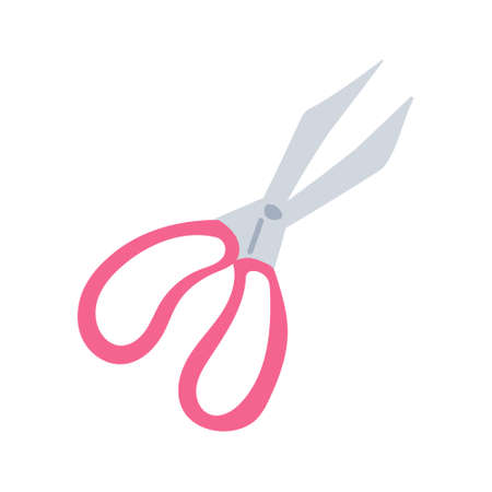 Pink scissors on a white background, vector illustration in a flat style, icon.のイラスト素材