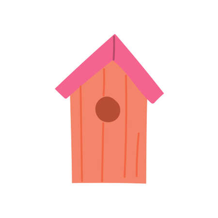 Cute birdhouse, spring, garden, summer. Vector illustration in a flat style, iconのイラスト素材