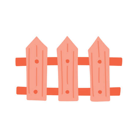 Garden wooden fence, partition wall. Vector illustration in a flat style on a white background.のイラスト素材