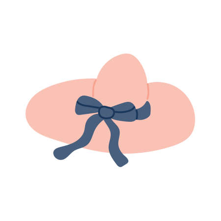Women's garden hat with a bow on a white background. Vector illustration in flat style.のイラスト素材