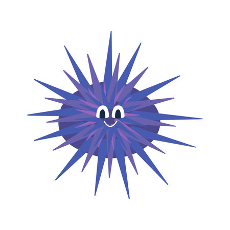 Cute Sea urchin on white background. Vector illustration in a flat cartoon style