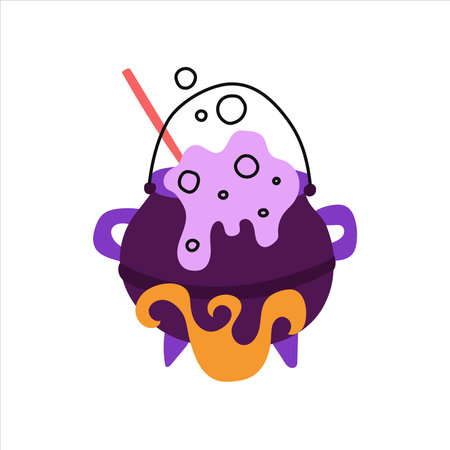 The witchs potion. Vector flat illustration on a white background. Decor for Halloween, posters, flyers and postcardsのイラスト素材