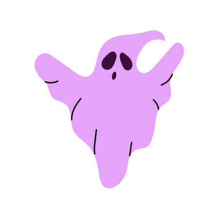 A ghost on a white background. Vector flat illustration for Halloween. Decor for posters, postcards, invitationsのイラスト素材