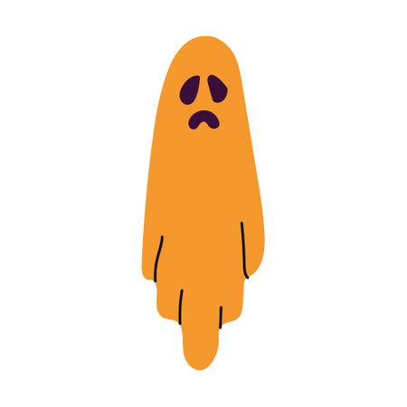 A ghost on a white background. Vector flat illustration for Halloween. Decor for posters, postcards, invitationsのイラスト素材