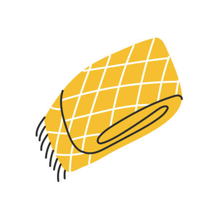 Yellow plaid. Vector illustration in a flat doodle style on a white backgroundのイラスト素材