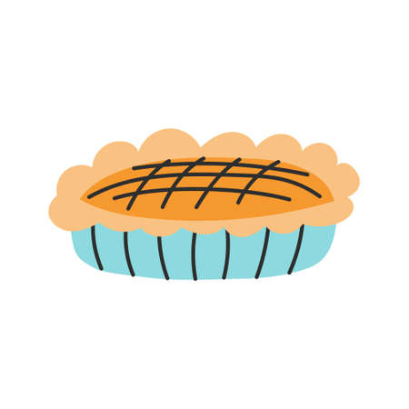 Homemade pie. Vector illustration in a flat doodle style on a white backgroundのイラスト素材