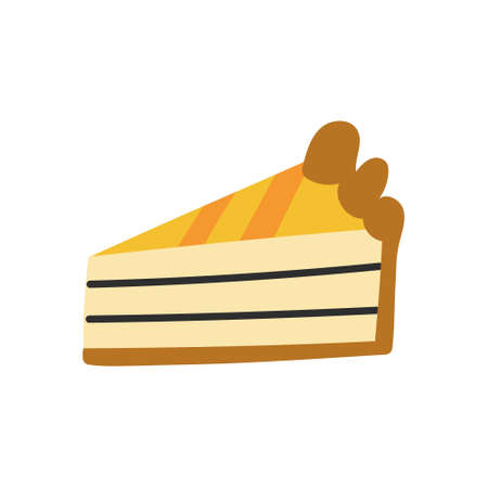 A piece of cake. Vector illustration in a flat doodle style on a white backgroundのイラスト素材