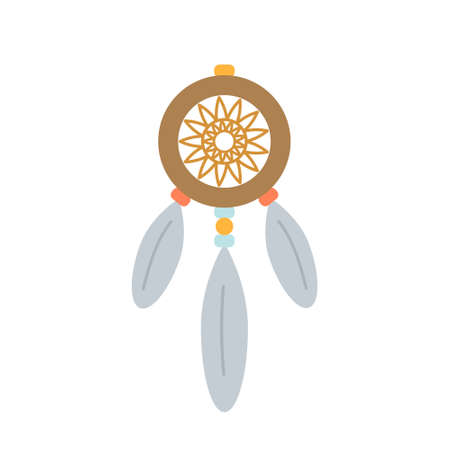 Dream catcher, boho accessory, vector illustration in flat styleのイラスト素材