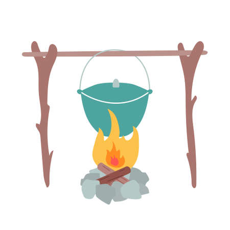 Camping pot, vector illustration in flat style.のイラスト素材