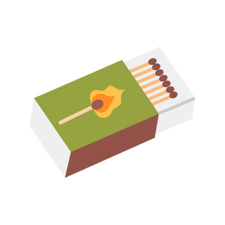 Matchbox for lighting campfire, vector illustration in flat style.のイラスト素材