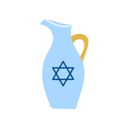 Hanukkah jug, vector illustration in flat style.のイラスト素材