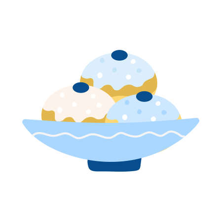 Jewish donuts Sufganiyet on Hanukkah, vector illustration in flat style.のイラスト素材