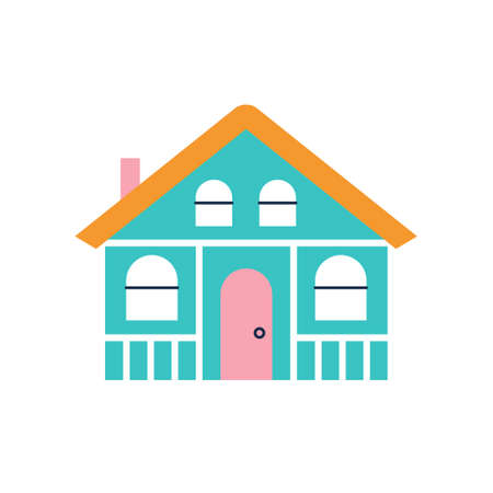Cute blue house. Vector cartoon flat illustration.のイラスト素材