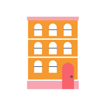 Cute house of three floors. Vector flat illustration.のイラスト素材