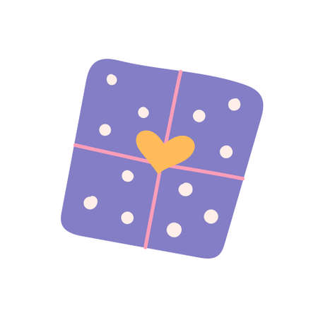 Packed Valentines Day gift, vector flat illustrationのイラスト素材