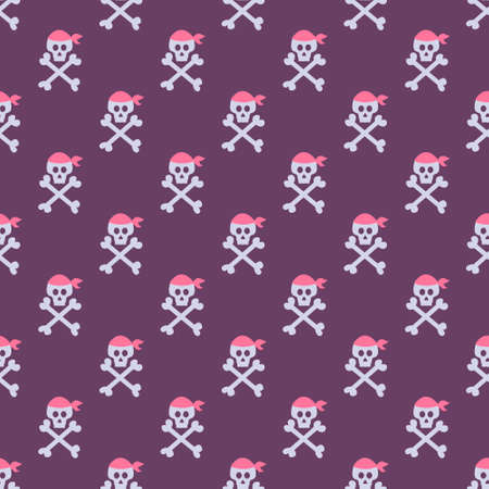 Pirate symbol, skull with bones, vector seamless pattern.のイラスト素材