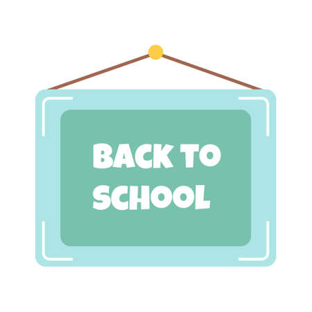 Blackboard with chalk inscription Back to school, vector illustration, flat style icon on white backgroundのイラスト素材
