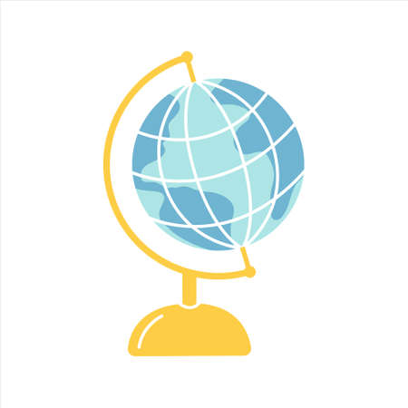 School globe, vector flat illustration on white background.のイラスト素材