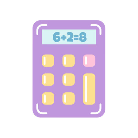 Calculator for schoolboy, vector flat illustration on white background.のイラスト素材