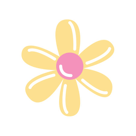 Yellow flower, simple vector flat illustration on white background.のイラスト素材