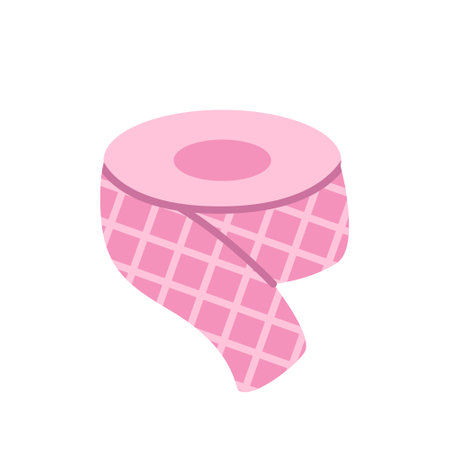Pink adhesive decorative tape in cage for creativity, vector flat illustration for scrapbooking on white background.のイラスト素材
