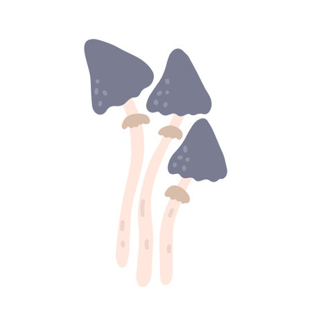 Inedible mushrooms with gray hat vector flat illustration on white backgroundのイラスト素材