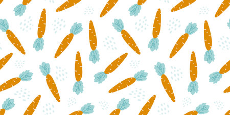 Vector seamless pattern with carrot. Easter themed background in flat styleのイラスト素材