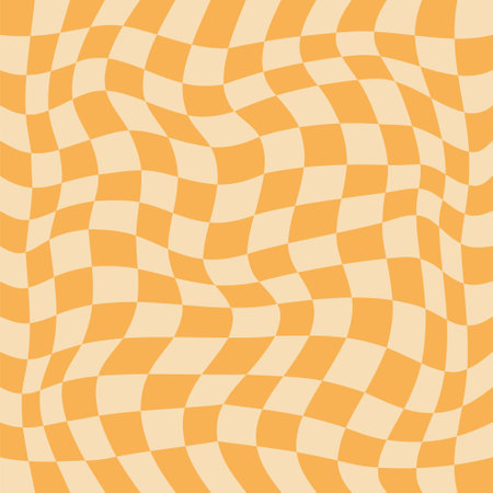 Groovy seamless pattern in cage, vintage vector retro background in hippie style. Psychedelic chess board, fashionable printのイラスト素材