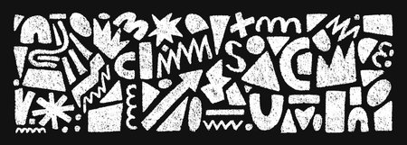 Hand drawn set of crayon abstract shapes. Vector collection of contemporary texture figure in doodle...