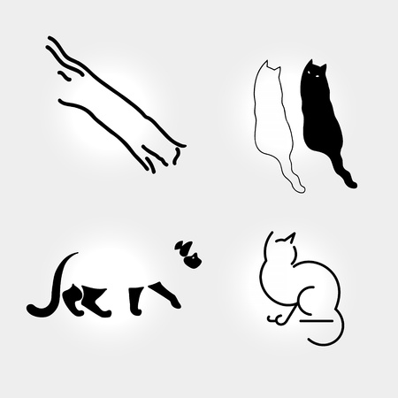 Set of vector images of stylized cats - design elementsのイラスト素材