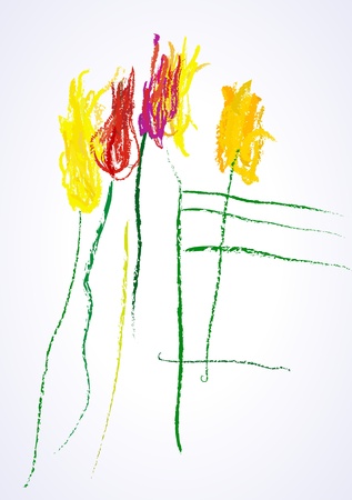 bouquet of tulips of children's drawingsのイラスト素材