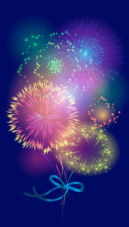 Vector illustration of a bouquet of fireworksのイラスト素材