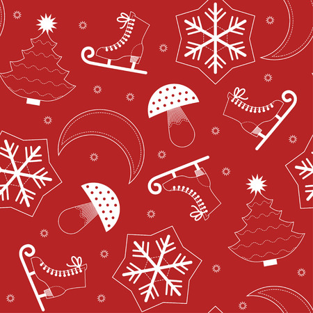 Vector seamless pattern of red Christmas symbolsのイラスト素材