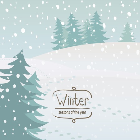 Vector illustration of the seasons, winter, snowのイラスト素材