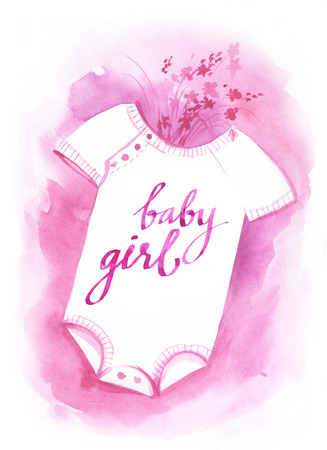 Watercolor sketch Template for congratulations on the birth of a child.の写真素材