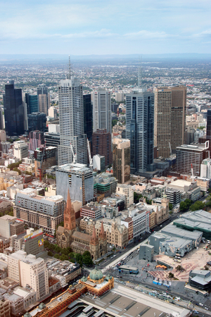 Aerial view of Melbourne in Victoria, Australiaのeditorial素材