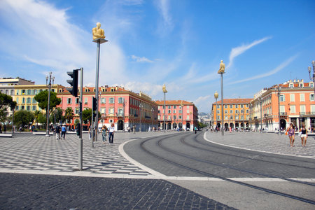 NICE, FRANCE, AUGUST 2014. -Main square in Nice called The Place Massenaのeditorial素材