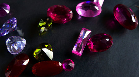 gemstones close-up on blackの写真素材