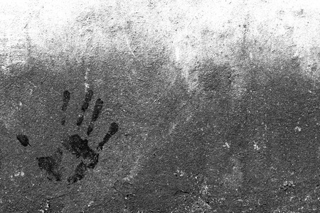 hand print on wall backgroundの写真素材