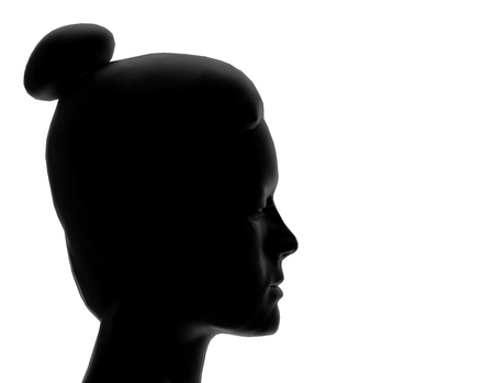 Woman silhouette Close up on isolated White. 3D Renderingの写真素材