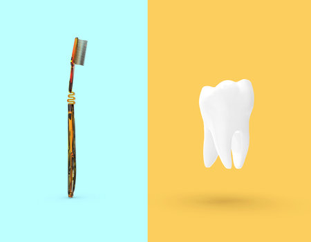 Tooth Care With Brush Concept 3D Rendering