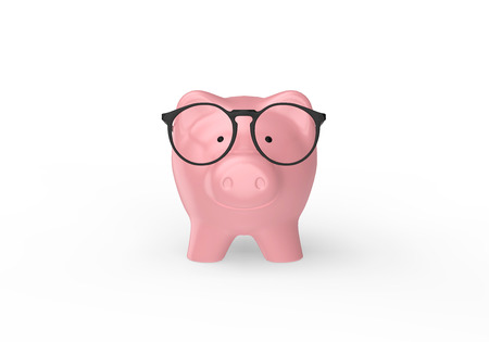 Piggy Saving Bank With Glassesの写真素材